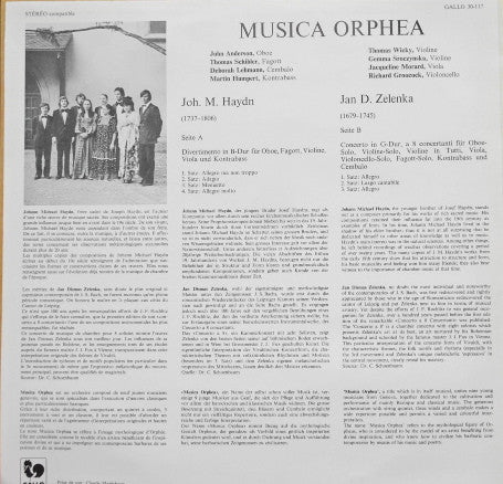 Ensemble Musica Orphea, Michael Haydn, Jan Dismas Zelenka : Ensemble Musica Orphea. Johann Michael Haydn Divertimento B-Dur - Jan Dismas Zelenka Concerto A 8 In G-Dur (LP)