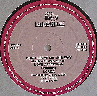 Love Affection Featuring Lorna (9) : Don't Leave Me This Way (12")