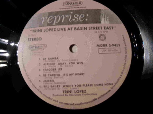 Trini Lopez : Live At Basin St. East (LP, Album, Mono)