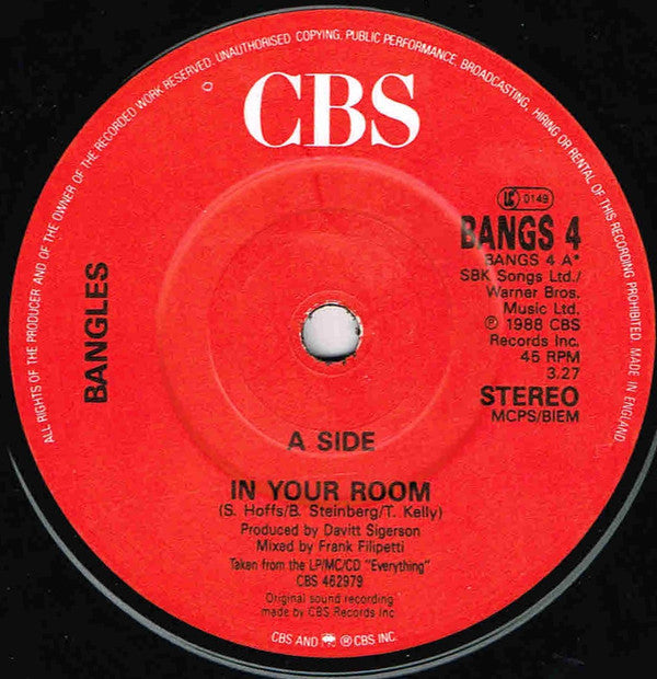 Bangles : In Your Room (7", Single)