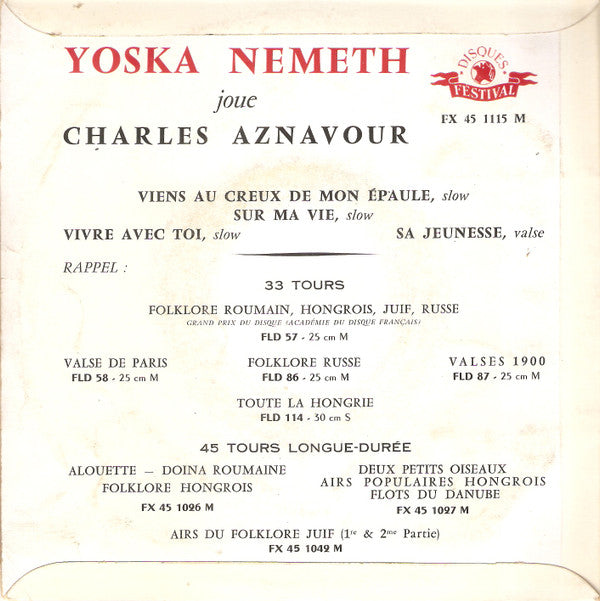 Yoska Nemeth : Joue Charles Aznavour (7", EP)