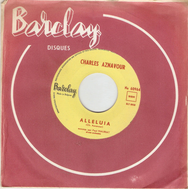 Charles Aznavour : Alleluia (7", Single, Jukebox)