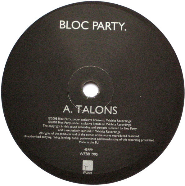 Bloc Party : Talons (7", Single, 1/2)