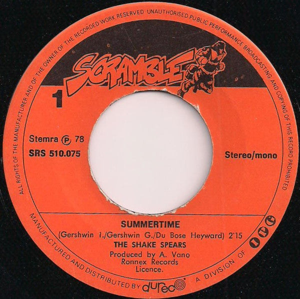The Shake Spears : Summertime (7", Single)