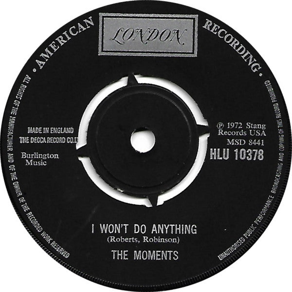 The Moments : Love On A Two Way Street (7", Single)