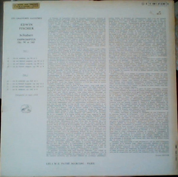 Franz Schubert, Edwin Fischer : Impromptus Op.90 et Op. 142 (LP, Album)