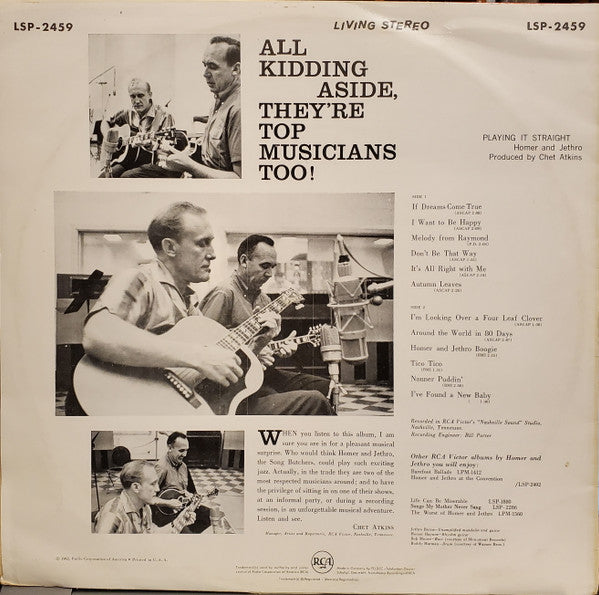 Homer And Jethro : Playing It Straight (LP, Album)