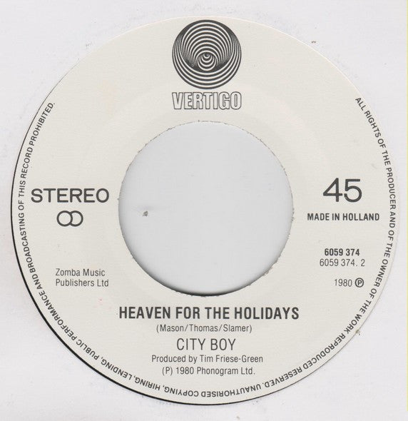 City Boy : Heads Are Rolling (7", Single)