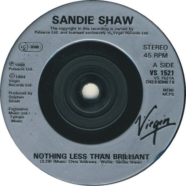 Sandie Shaw : Nothing Less Than Brilliant (7", Single)