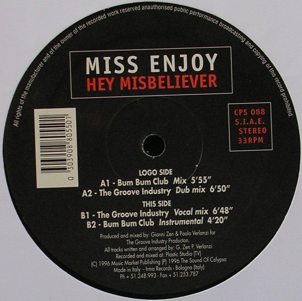 Miss Enjoy : Hey Misbeliever (12")