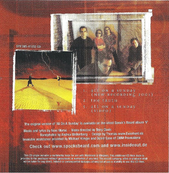 Spock's Beard : All On A Sunday (CD, Single, Enh)