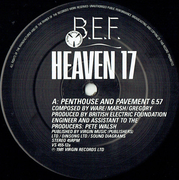 Heaven 17 : Penthouse And Pavement (12", Single, Bil)