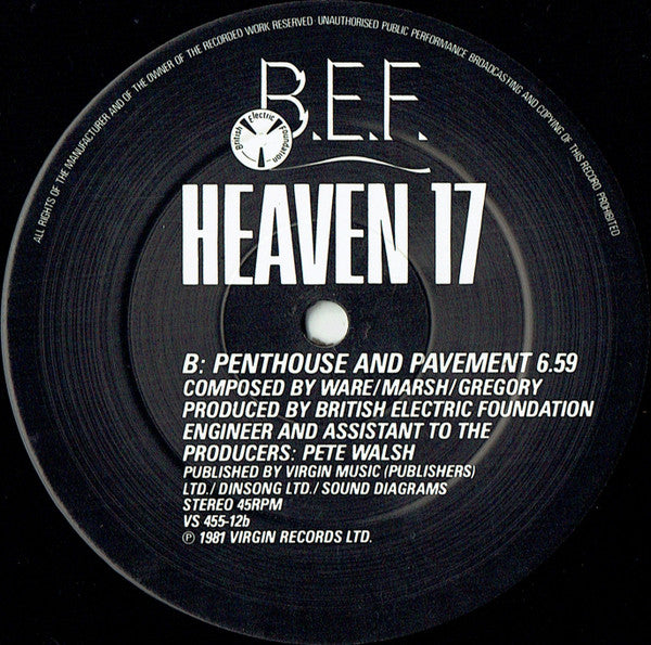 Heaven 17 : Penthouse And Pavement (12", Single, Bil)