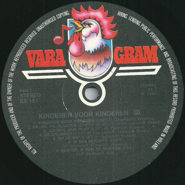 Kinderen voor Kinderen : Kinderen Voor Kinderen 3 (LP, Album)