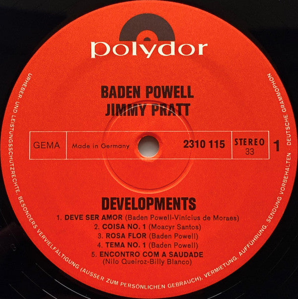 Baden Powell / Jimmy Pratt : Developments (LP, Album, RE)