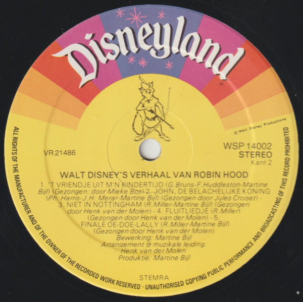 Various : Het Verhaal En De Liedjes Van Walt Disney's Robin Hood (LP, RE)