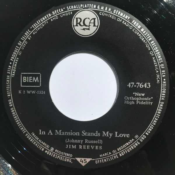 Jim Reeves : He'll Have To Go / In A Mansion Stands My Love (7", Single)