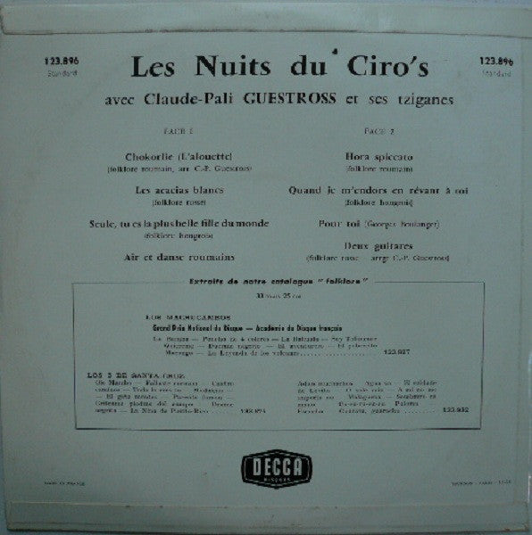 Claude-Pali Guestross Et Ses Tziganes : Les Nuits Du Ciro's (10", Mono)