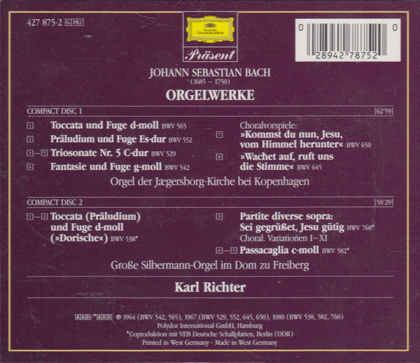Johann Sebastian Bach, Karl Richter : Orgelwerke (2xCD, Comp, RE)