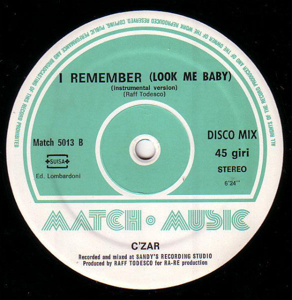 C'Zar : I Remember (Look Me Baby) (12")
