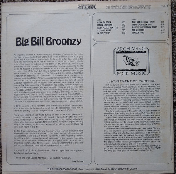 Big Bill Broonzy : Big Bill Broonzy (LP, RE)