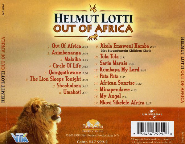 Helmut Lotti Met Golden Symphonic Orchestra : Out Of Africa (CD, Album)