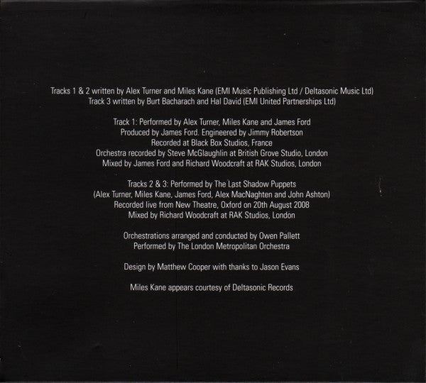 The Last Shadow Puppets : My Mistakes Were Made For You (CD, Single, Dig)