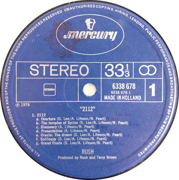 Rush : 2112 (LP, Album, Gat)