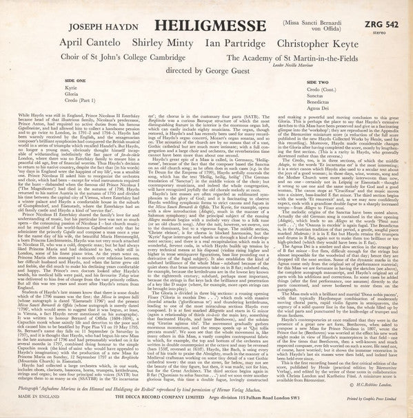 Joseph Haydn - St. John's College Choir, The Academy Of St. Martin-in-the-Fields, George Guest (2) : Heiligmesse (LP)