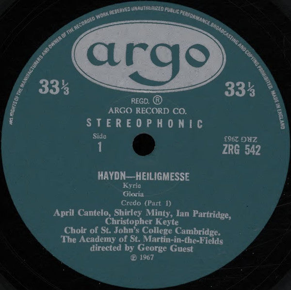 Joseph Haydn - St. John's College Choir, The Academy Of St. Martin-in-the-Fields, George Guest (2) : Heiligmesse (LP)