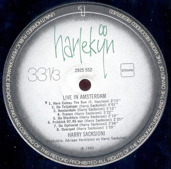 Harry Sacksioni : Live In Amsterdam (LP)