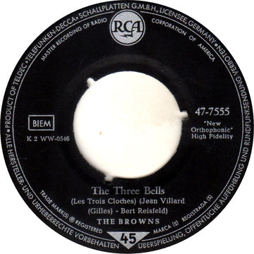 The Browns (3) : The Three Bells / Heaven Fell Last Night (7", Single)