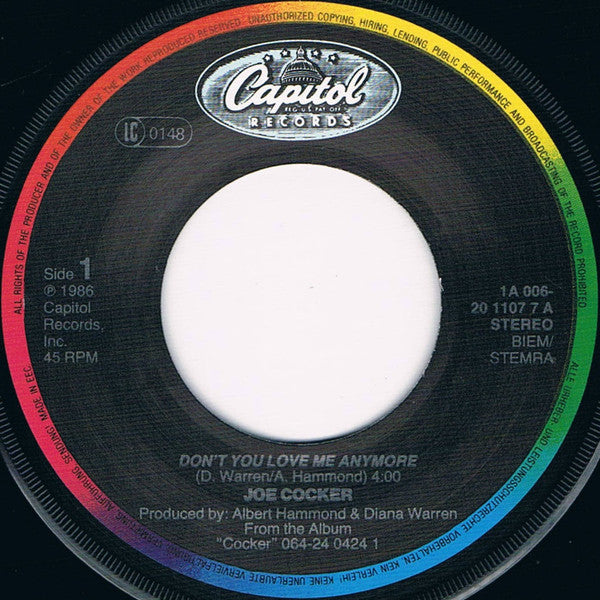 Joe Cocker : Don't You Love Me Any More (7", Single)