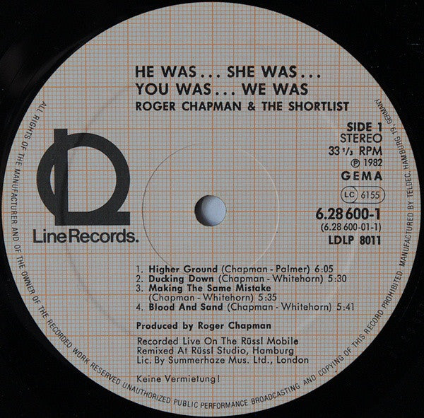 Roger Chapman And The Shortlist : He Was… She Was… You Was… We Was… (2xLP, Album)