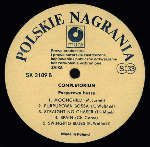 Completorium : Purpurowa Bossa / The Purple Bossa (LP)