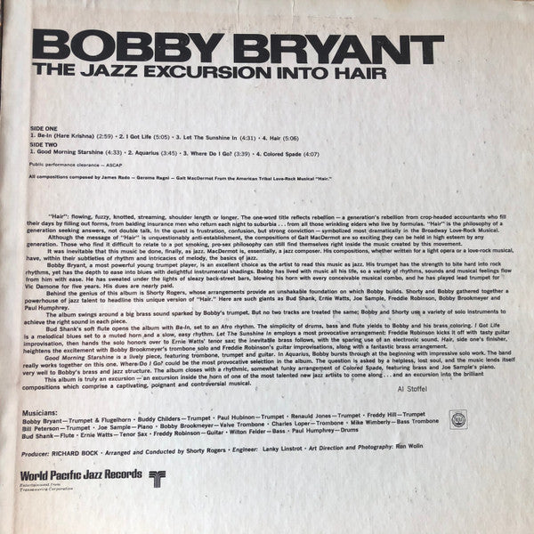 Bobby Bryant : The Jazz Excursion Into Hair (LP, Album)