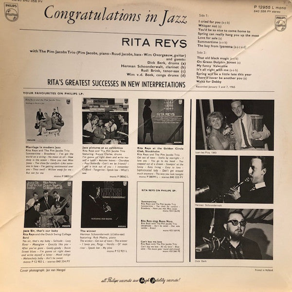 Rita Reys : Congratulations In Jazz (LP, Album, Mono)