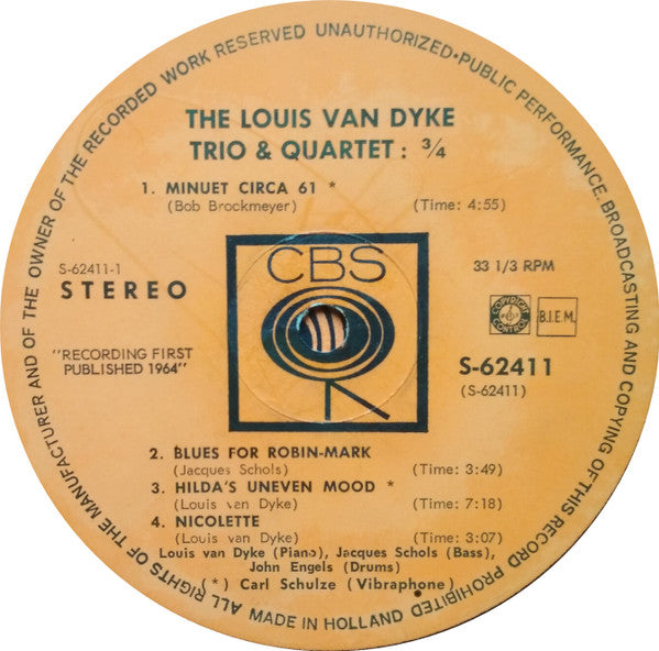 The Louis Van Dyke Trio* & The Louis Van Dyke Quartet : 3/4 (LP, Album)