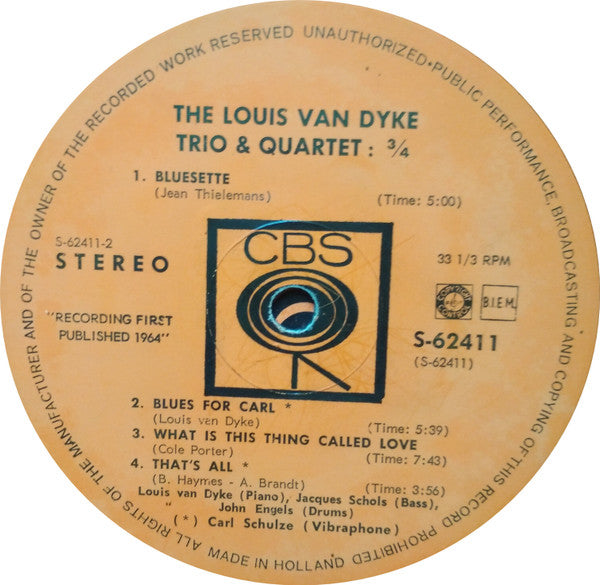 The Louis Van Dyke Trio* & The Louis Van Dyke Quartet : 3/4 (LP, Album)