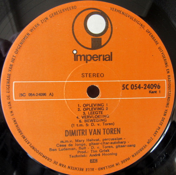 Dimitri Van Toren : De Gelaatstrek Van Een Lied (LP, Album)