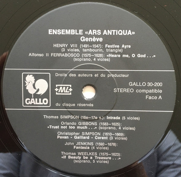 Ensemble Ars Antiqua Genève : L'Age D'Or De La Musique Anglaise (LP, Gat)