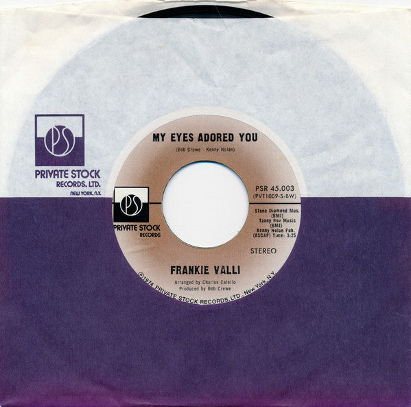 Frankie Valli : My Eyes Adored You (7", Single, Styrene, Bes)