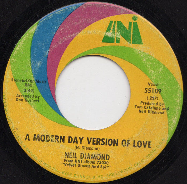 Neil Diamond : Brother Love's Travelling Salvation Show / A Modern Day Version Of Love (7", Mono, Pin)