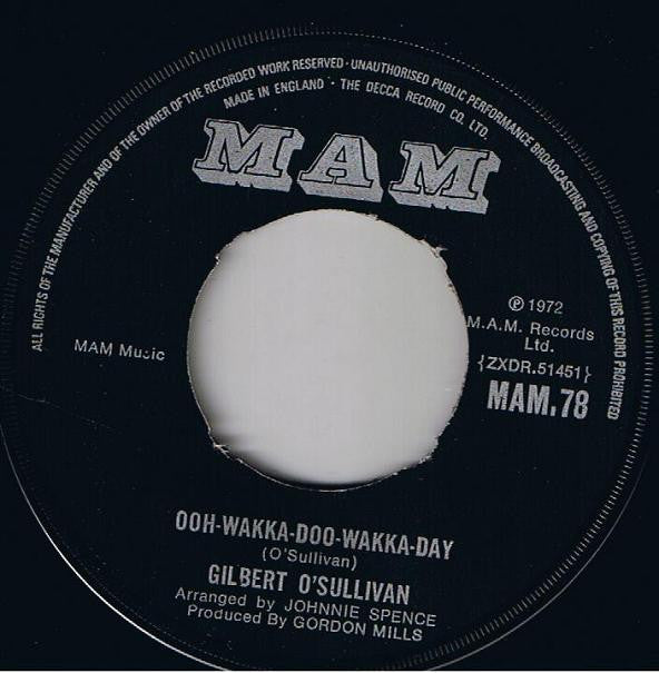 Gilbert O'Sullivan : Ooh-Wakka-Doo-Wakka-Day (7", Single)