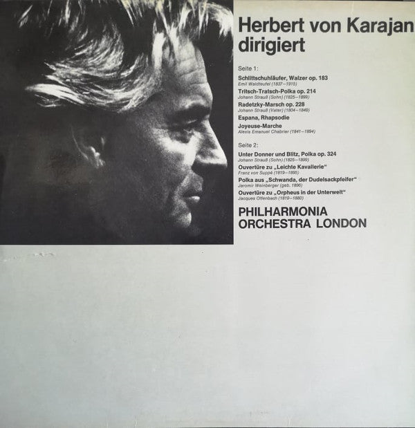 Herbert von Karajan, Philharmonia Orchestra : Karajan Dirigiert Johann Strauss, Suppe, Offenbach U.A. (LP, Club, Blu)