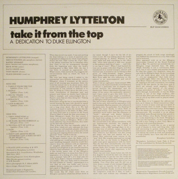 Humphrey Lyttelton : Take It From The Top - A Dedication To Duke Ellington (LP)