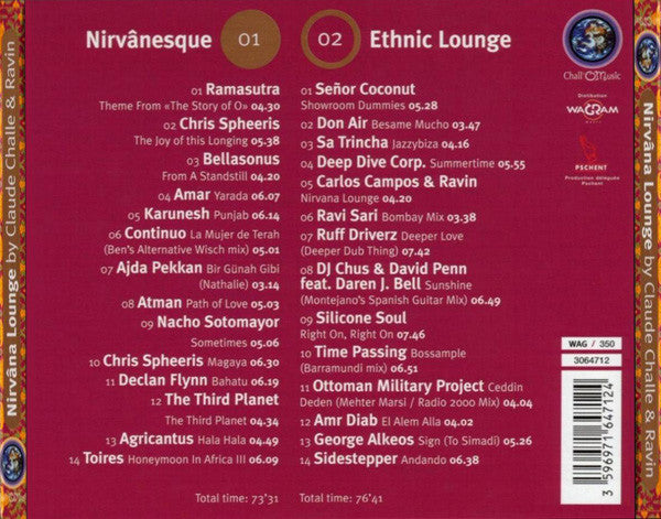Claude Challe & Ravin : Nirvâna Lounge (2xCD, Comp, Mixed)