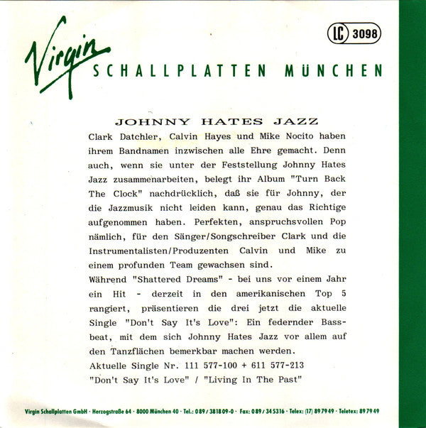 Johnny Hates Jazz : Don't Say It's Love (7" Remix) (7", Single)