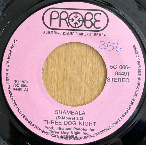 Three Dog Night : Shambala (7", Single, ora)