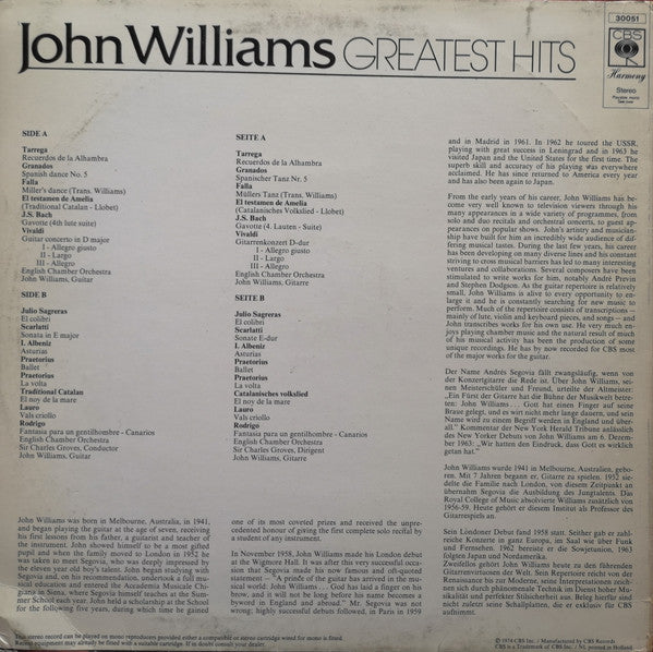 John Williams (7) : John Williams Greatest Hits (LP, Comp)